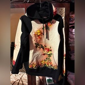 New Supreme Jean Paul Gaultier Black Floral Print Logo Hoodie SS19 Men's Size S